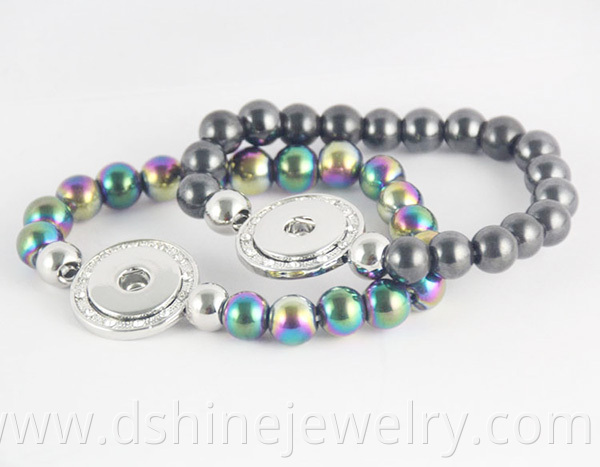 Hematite Beads Bracelet With Rhinestone Noosa Clip